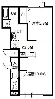 ツインクル旭町III(1LDK/1階)の間取り写真