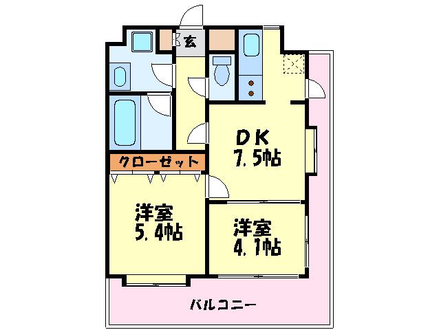 グランメールエスティエ(2DK/3階)の間取り写真