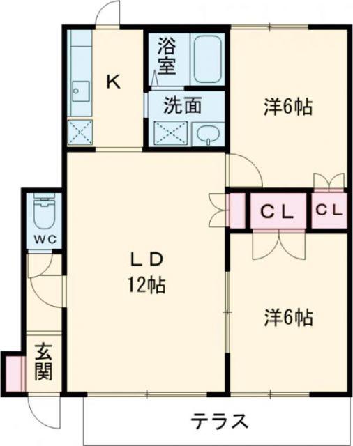ハイツウッドヒル(2LDK/1階)の間取り写真
