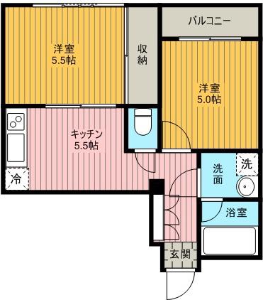 グランステージ足立(2DK/3階)の間取り写真