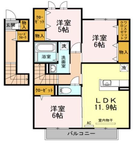 モンプリミエルラシオンII(3LDK/2階)の間取り写真