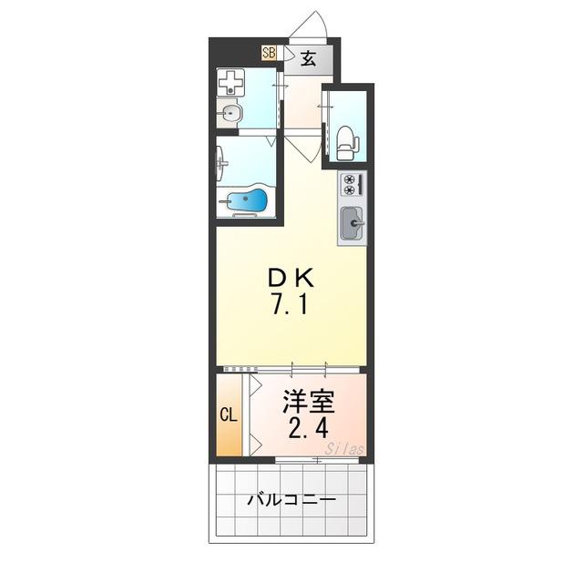 テラ浅香山(1DK/2階)の間取り写真