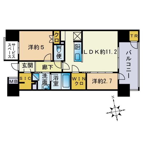 パークホームズ大濠公園フロント(2LDK/13階)の間取り写真