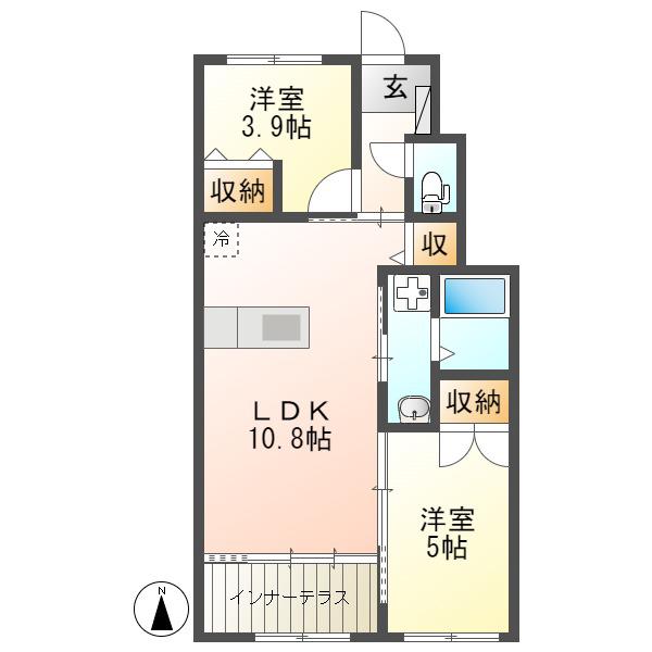 カーサ ルミノソー(2LDK/1階)の間取り写真