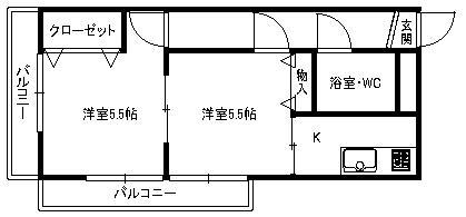 協栄マンション OYAMA(2K/2階)の間取り写真