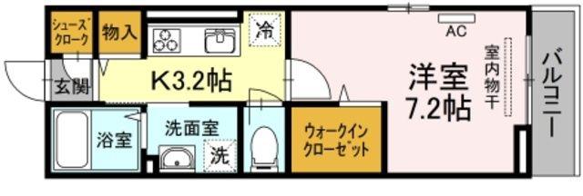 フィールドライズ町田(1K/2階)の間取り写真