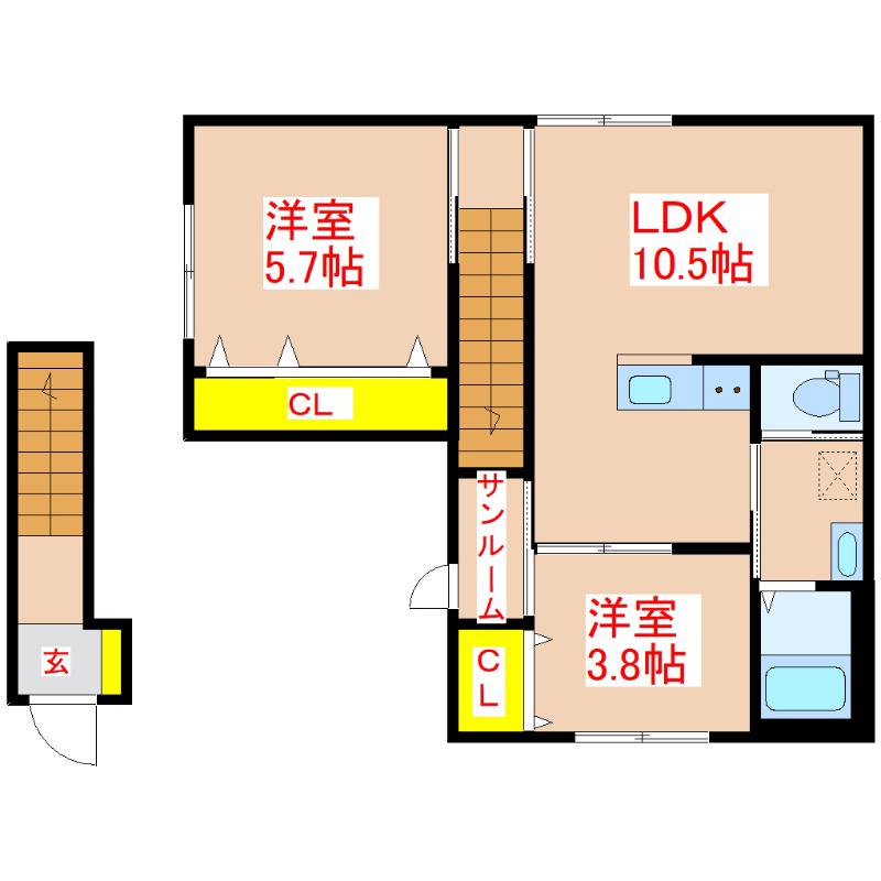 LINK(2LDK/2階)の間取り写真