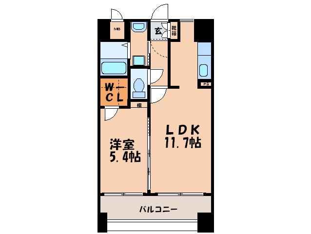 セゾンドール・貝塚(1LDK/15階)の間取り写真