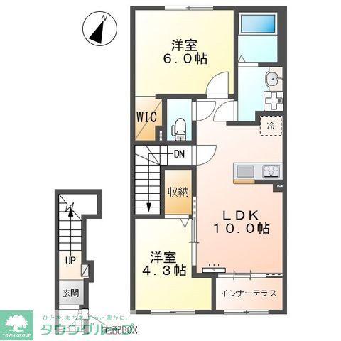 所沢市大字荒幡 アパート工事(2LDK/2階)の間取り写真