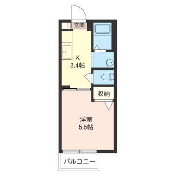 ガーデン(1K/1階)の間取り写真
