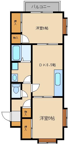 ディアステラシマ(2DK/2階)の間取り写真