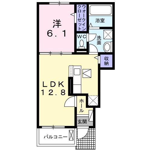 エアリー ガーデン(1LDK/1階)の間取り写真