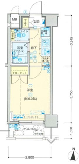 エクセリア新宿第3(1K/9階)の間取り写真