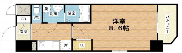 エスリード福島第5(1K/13階)の間取り写真