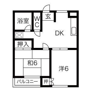 ゴールデンハイツB(2DK/2階)の間取り写真