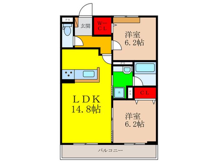 パークサイドファーム(2LDK/2階)の間取り写真