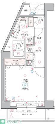 クレヴィスタ戸田(1K/3階)の間取り写真