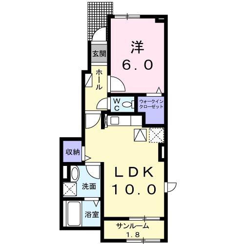 バロンドール(1LDK/1階)の間取り写真