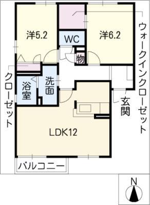 栄ハイツII(2LDK/2階)の間取り写真