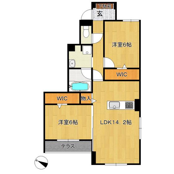 クレストリア(2LDK/1階)の間取り写真