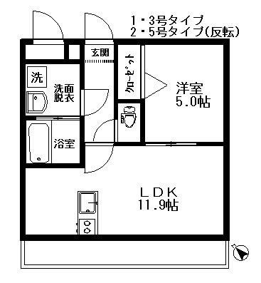 プリミエリア城南I(1LDK/2階)の間取り写真