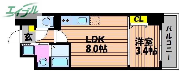 サーパスフォーシア大供(1LDK/10階)の間取り写真