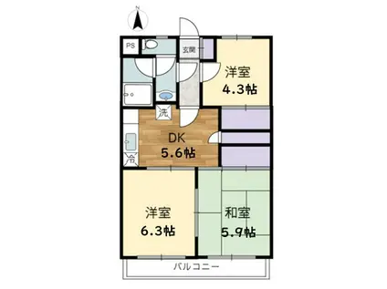 OKハイツ(3DK/3階)の間取り写真