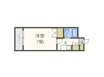 エステートモア六本松(1K/7階)の間取り写真