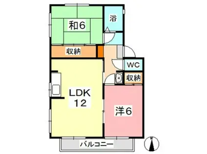 アキオカマンション(2LDK/2階)の間取り写真