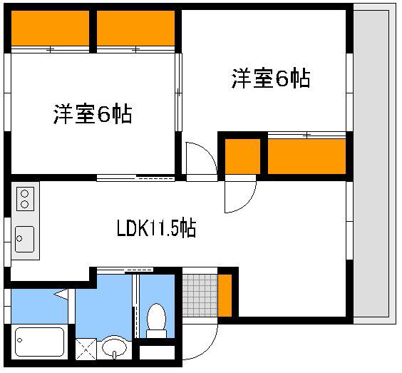田中第一ビル(2LDK/2階)の間取り写真