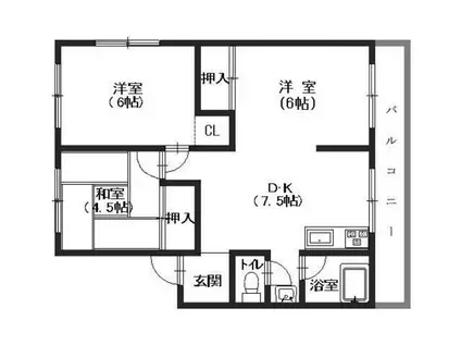 米尾マンション(3DK/2階)の間取り写真