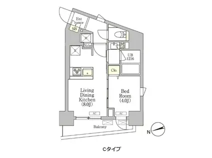 LA PERLA TAKANAWA ラペルラ高輪(1LDK/10階)の間取り写真