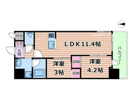 セレニテフラン梅田(2LDK/15階)の間取り写真