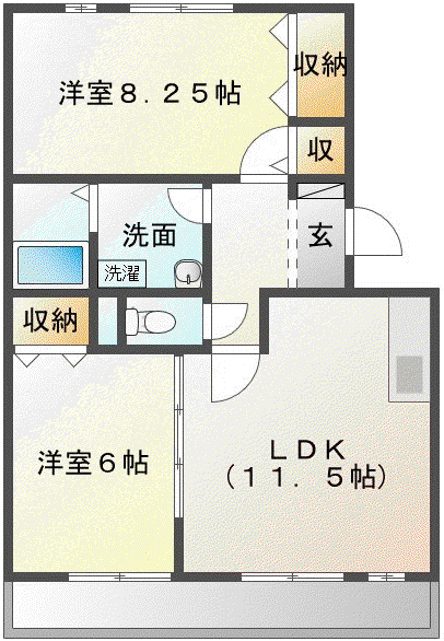 ボナール(2LDK/1階)の間取り写真