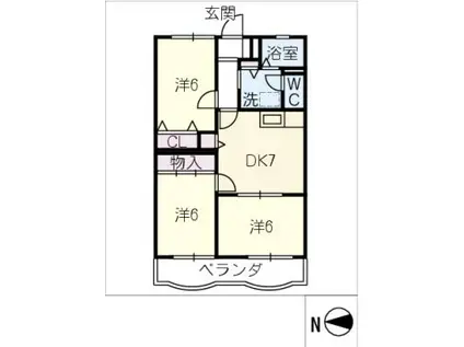 磯貝マンション(3DK/2階)の間取り写真