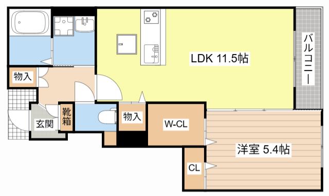サリエンテ(1LDK/1階)の間取り写真
