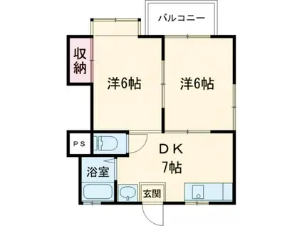 ファーストインキャニオンハウス II(2DK/3階)の間取り写真