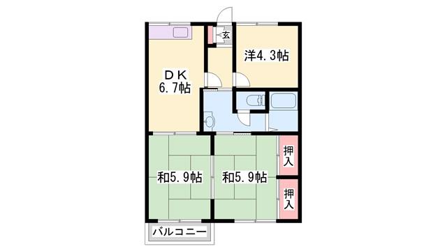 ガーデンハイツ緑ケ丘CD(3DK/1階)の間取り写真