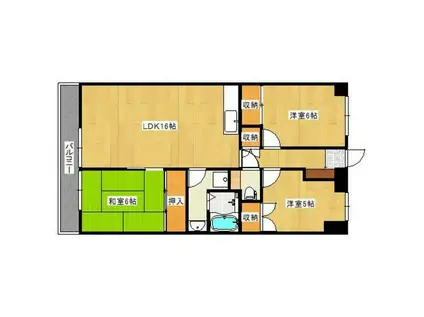 OAK VILA 大野城レジデンス(3LDK/5階)の間取り写真