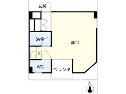 コートハウス(ワンルーム/2階)の間取り写真