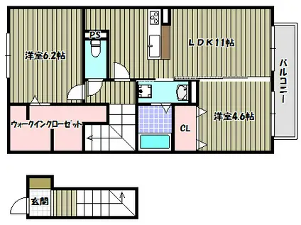 ラ・フェリーチェ(2LDK/2階)の間取り写真
