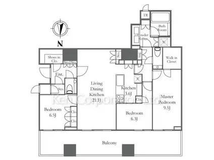 三田ガーデンヒルズ パークマンション(3LDK/7階)の間取り写真