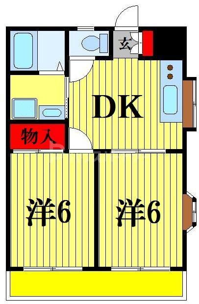 ラフィーヌ池田1番館(2DK/1階)の間取り写真