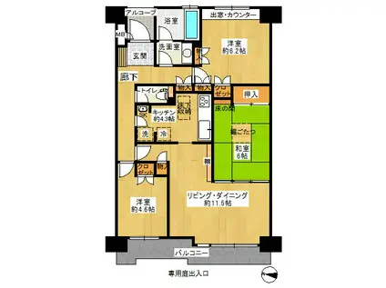 モアクレストリバティヒルズ(3LDK/1階)の間取り写真