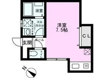 ポルトボヌール(ワンルーム/1階)の間取り写真