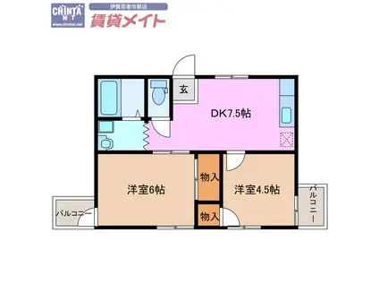 グリーンピア上野(2DK/3階)の間取り写真