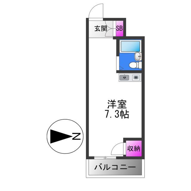 エクセレント小若江(ワンルーム/4階)の間取り写真
