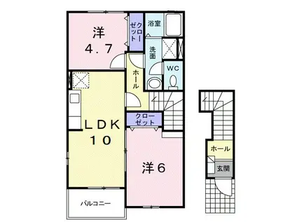 メゾン・ルミエールD(2LDK/2階)の間取り写真