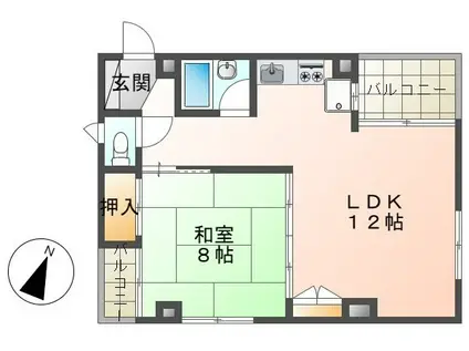 明野ビル(1LDK/3階)の間取り写真