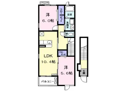 インプレス高杉II(2LDK/2階)の間取り写真